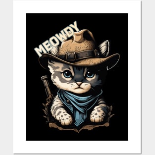 Meowdy Cowboy Cat - Cute Kitten Posters and Art